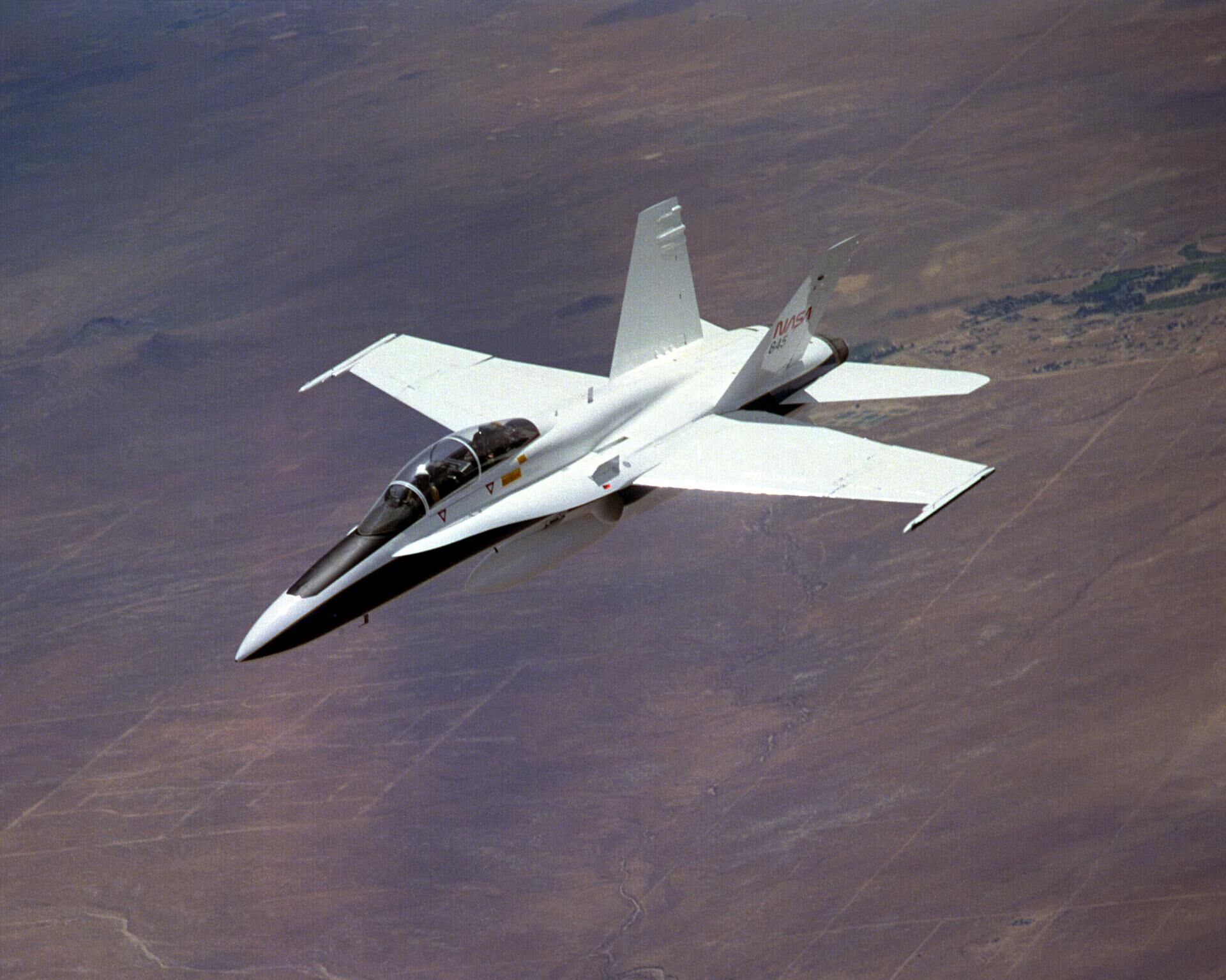 F-18 jet fighter in flight in California.